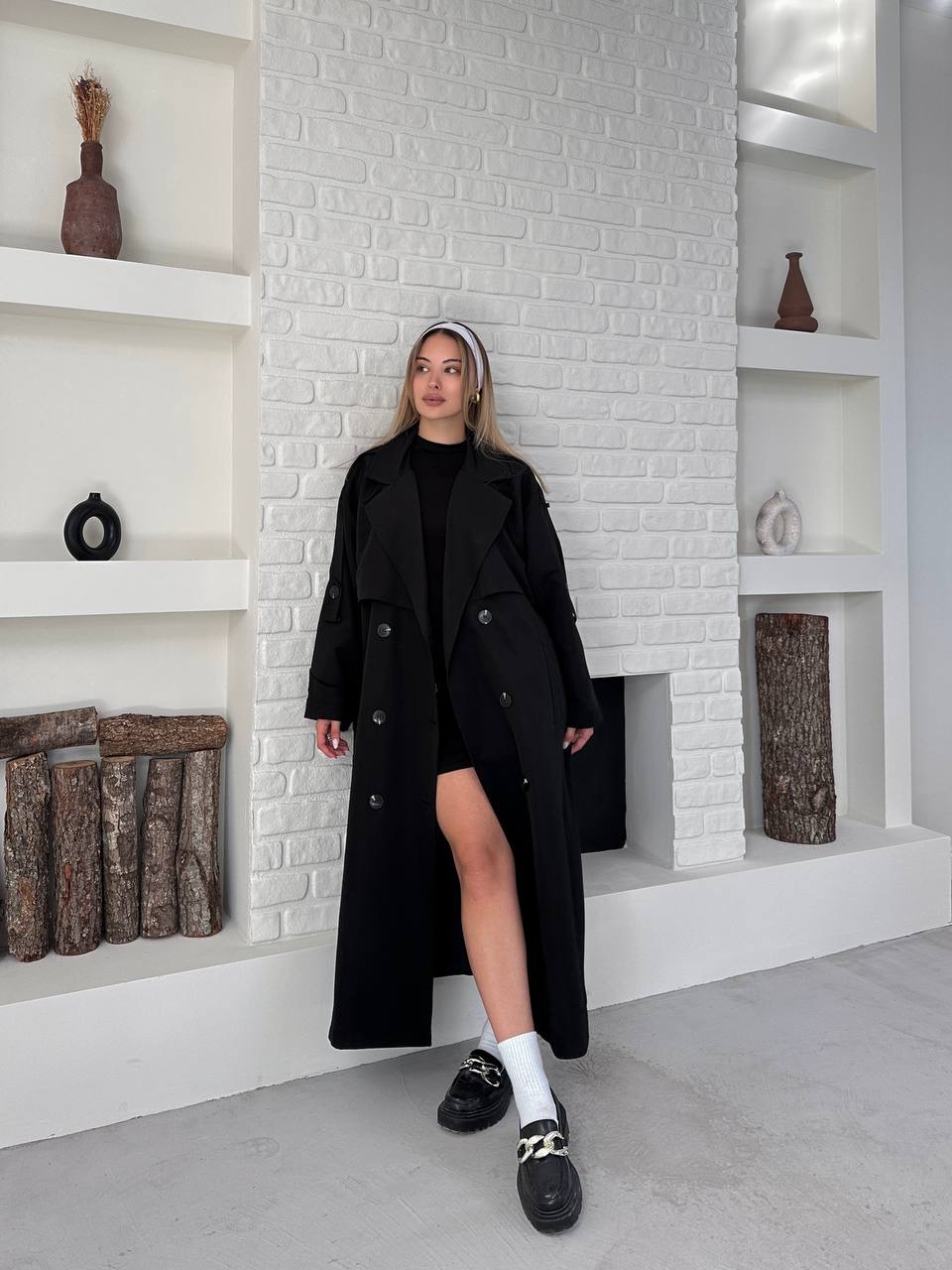 Kuşaklı Uzun Oversize Trençkot - 3