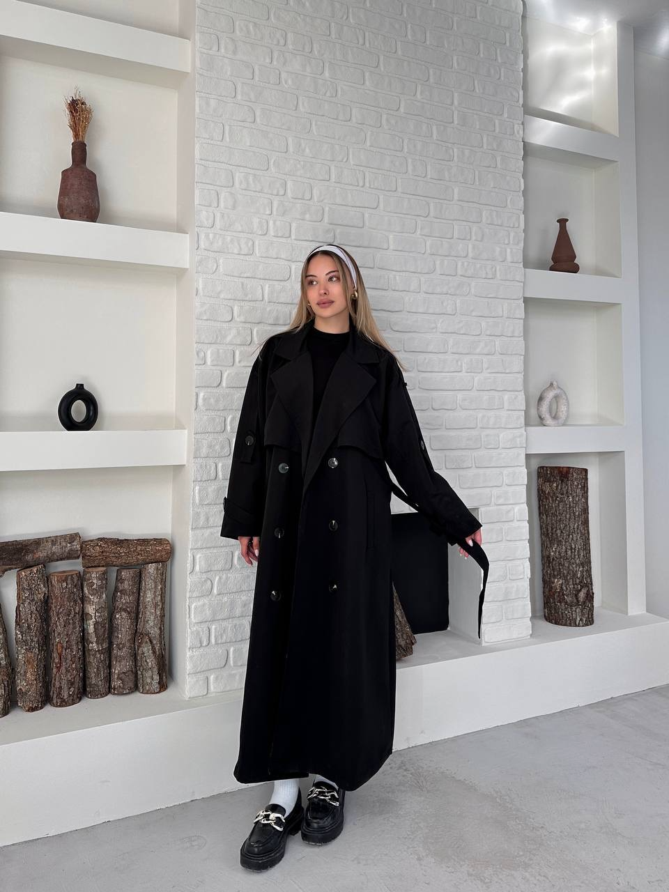 Kuşaklı Uzun Oversize Trençkot - 4