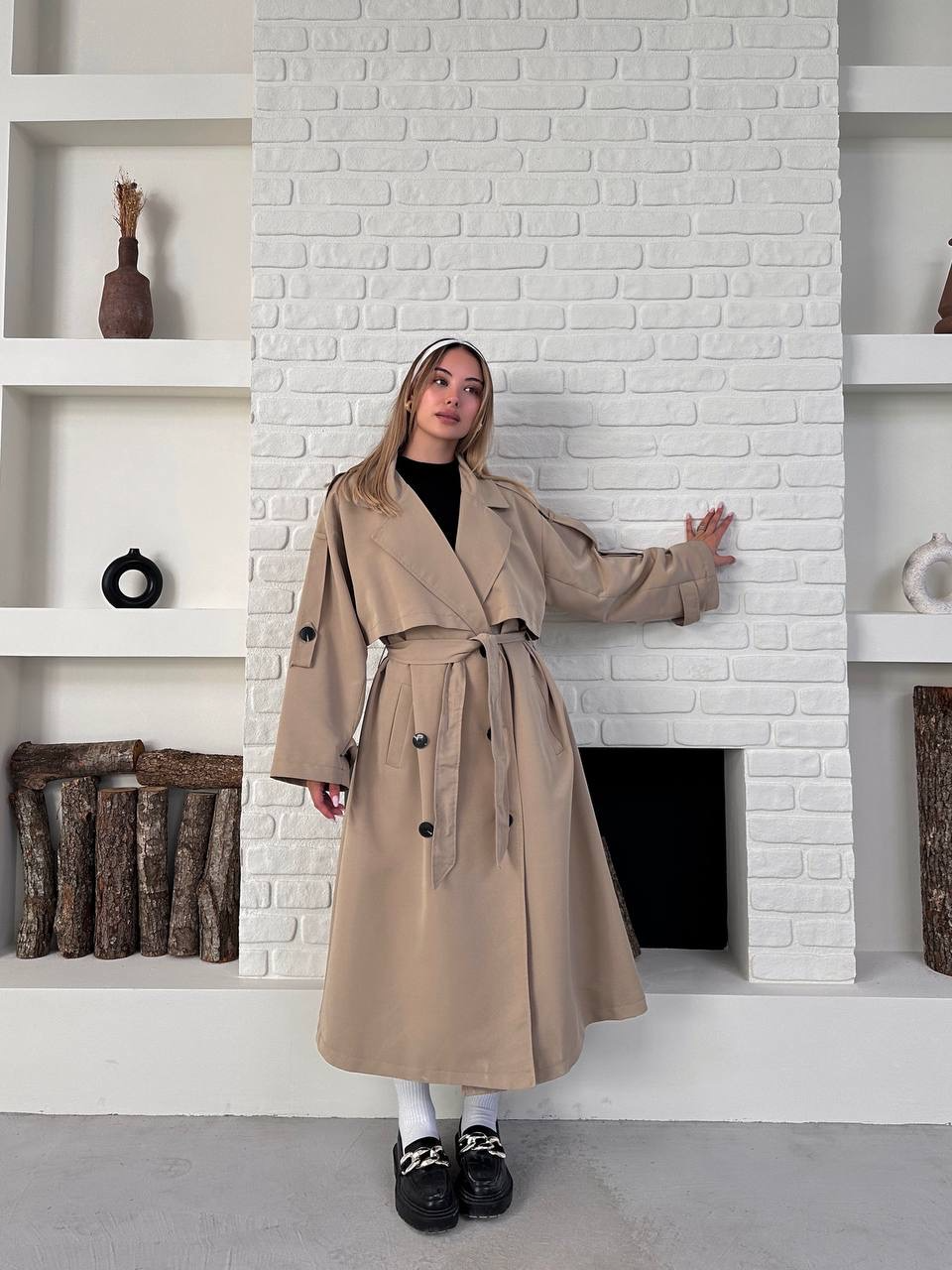 Kuşaklı Uzun Oversize Trençkot