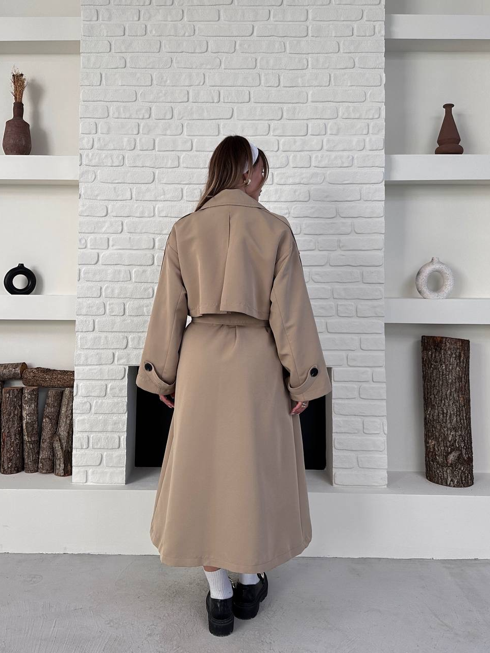Kuşaklı Uzun Oversize Trençkot - 3