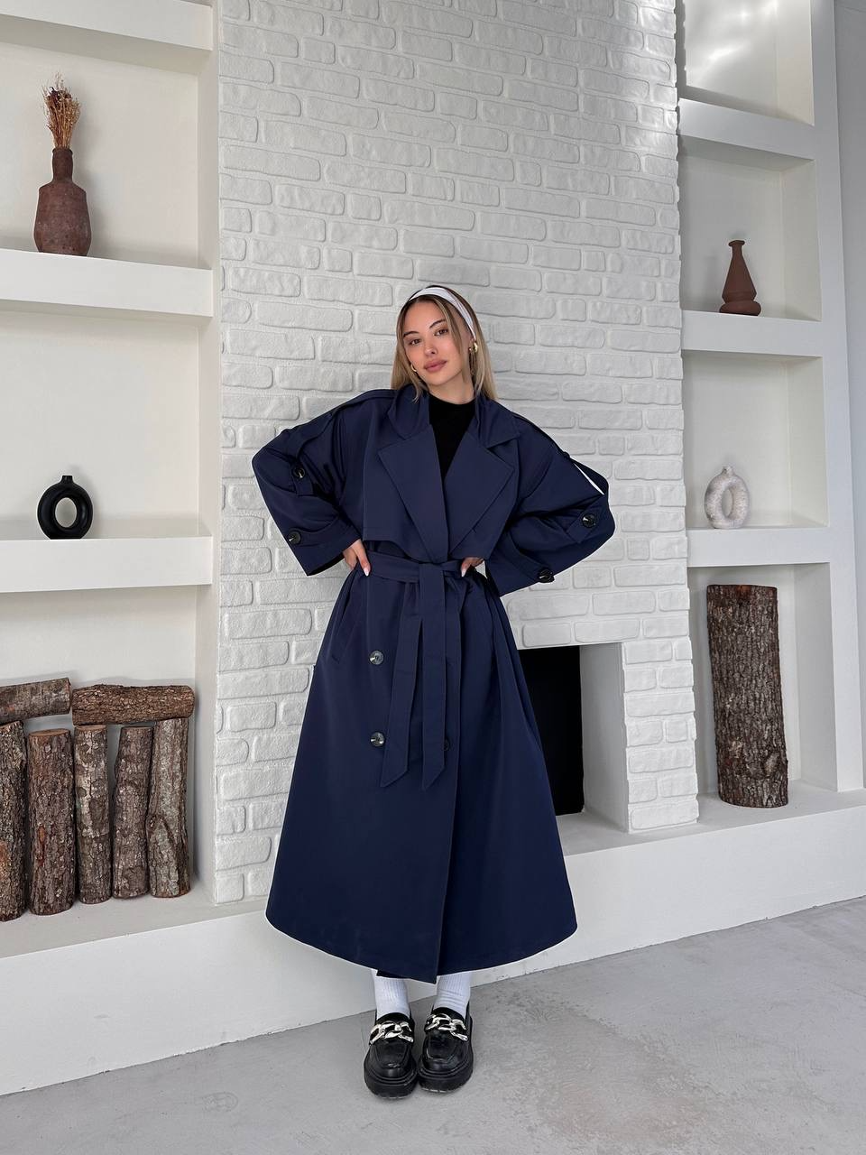 Kuşaklı Uzun Oversize Trençkot - 2