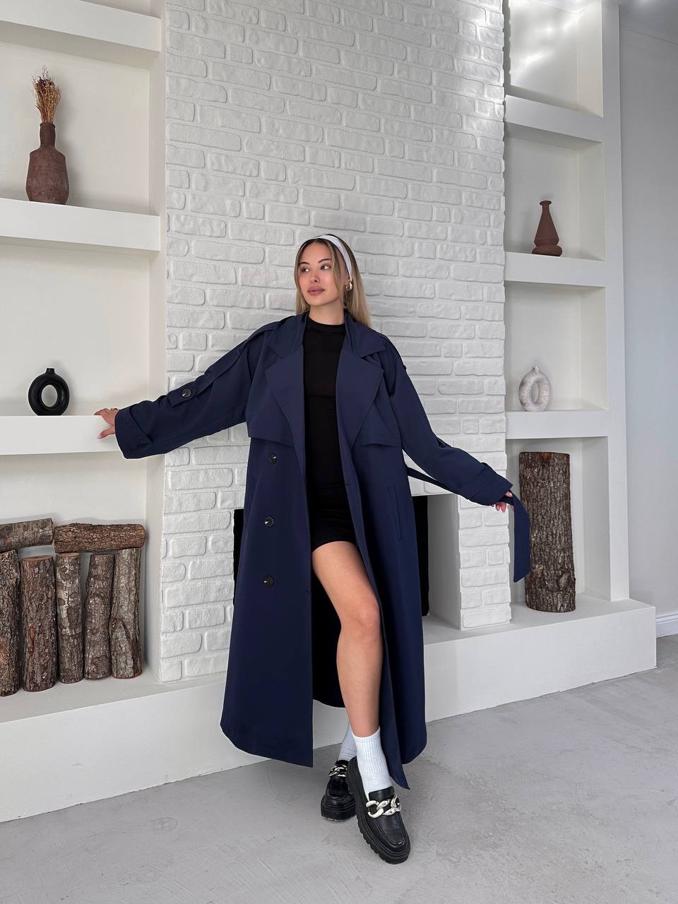 Kuşaklı Uzun Oversize Trençkot - 3