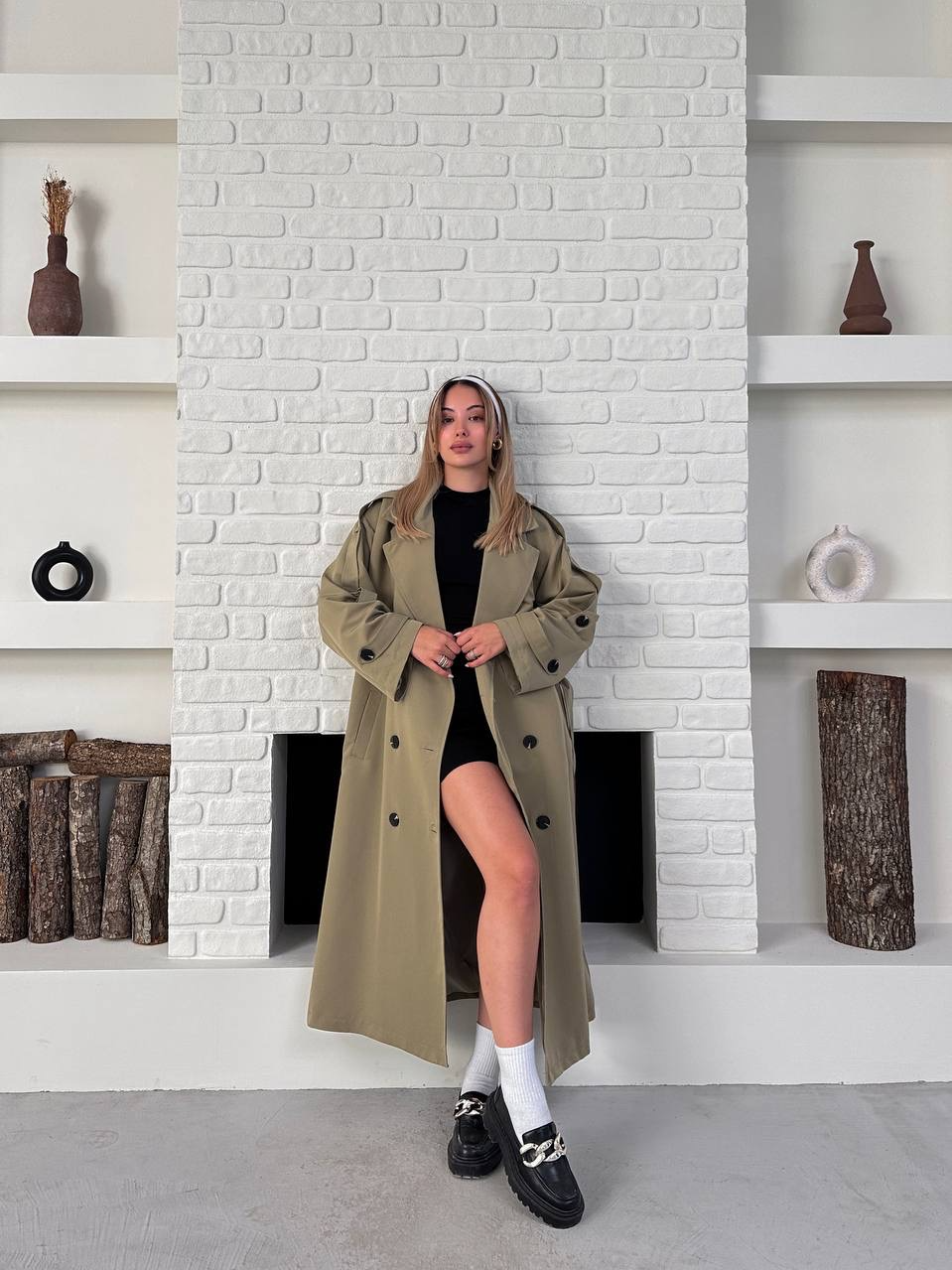 Kuşaklı Uzun Oversize Trençkot