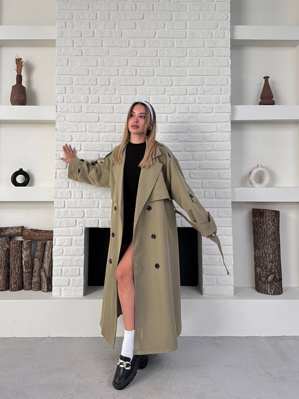 Kuşaklı Uzun Oversize Trençkot - 2