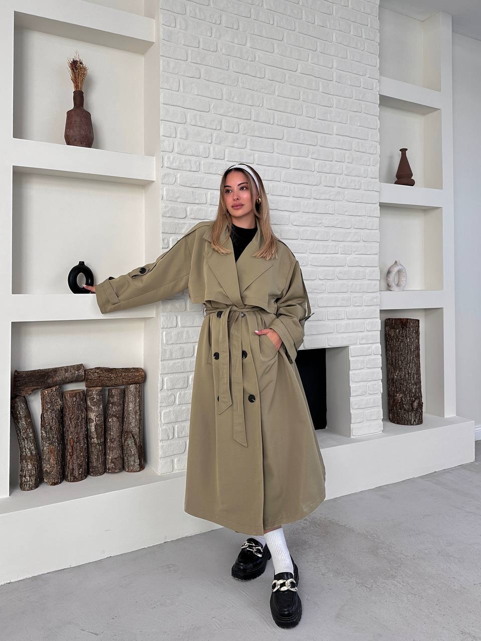 Kuşaklı Uzun Oversize Trençkot - 3
