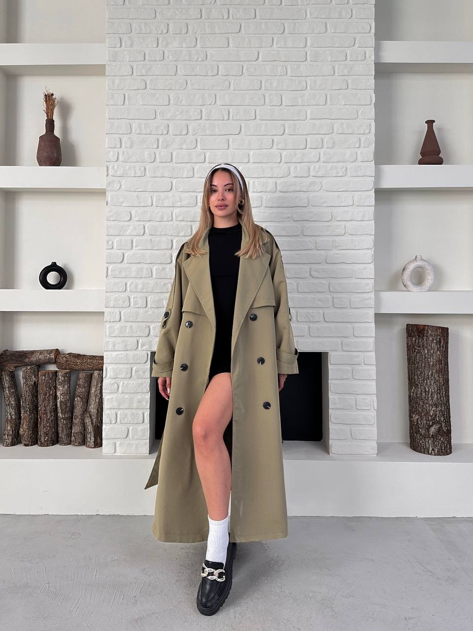 Kuşaklı Uzun Oversize Trençkot - 4