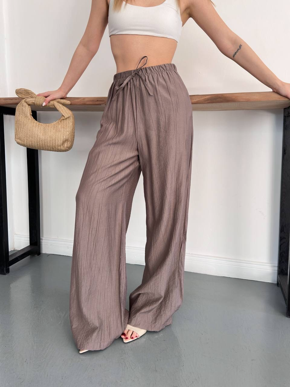 Beli Lastikli Bağcıklı Pantolon