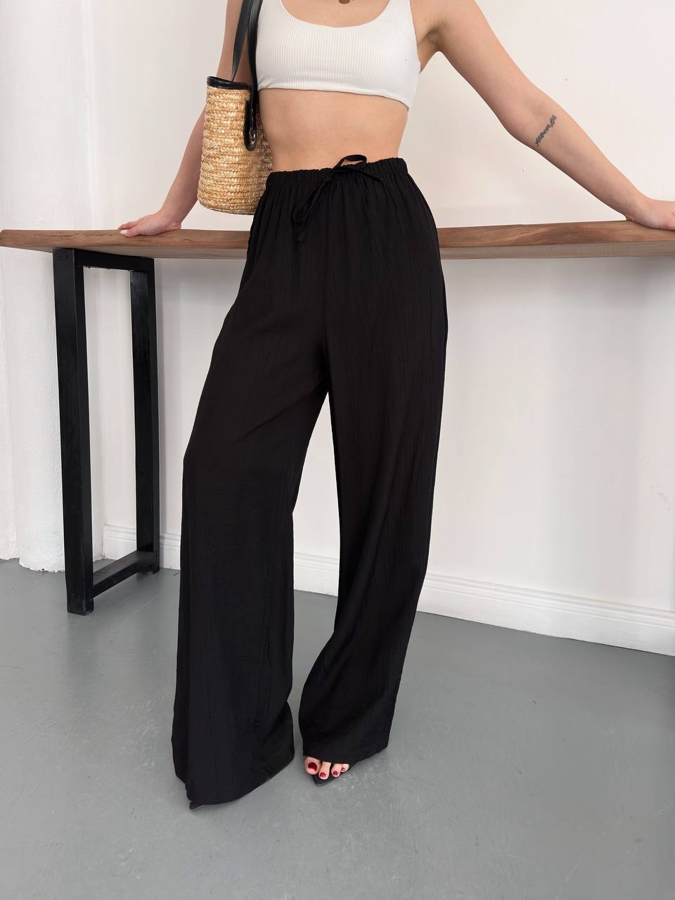 Beli Lastikli Bağcıklı Pantolon - 3