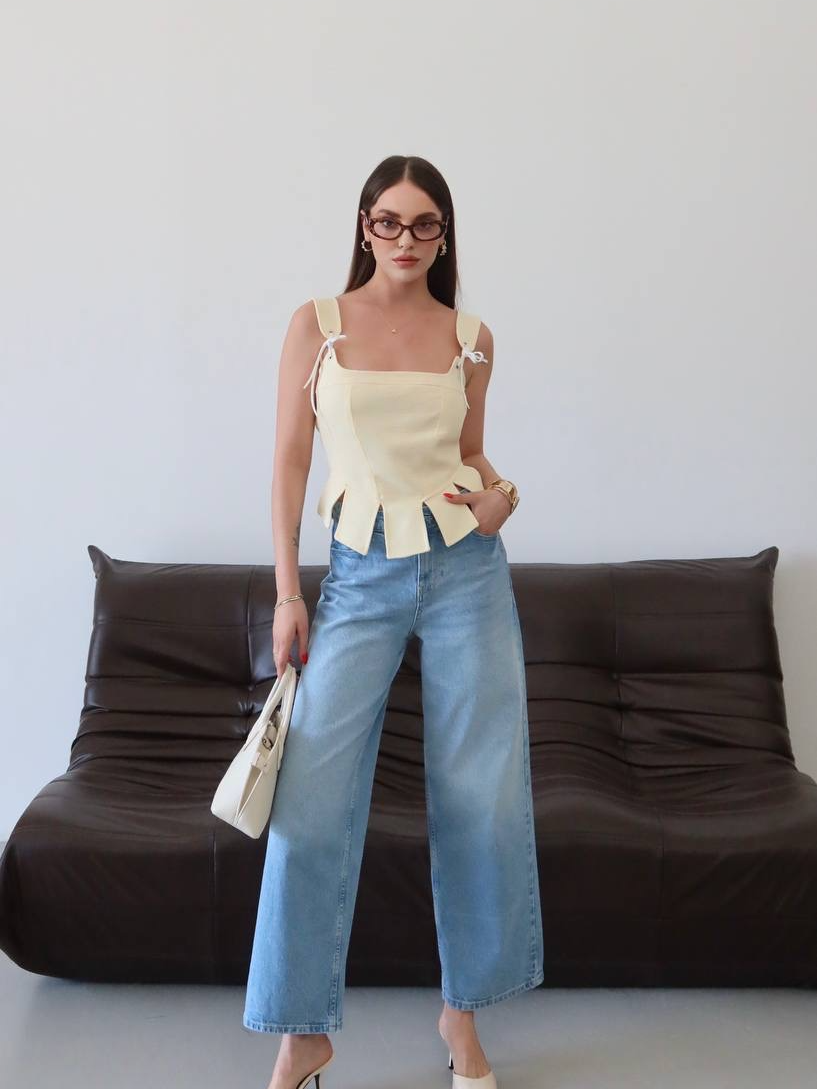Korse Dikişli Fiyonk Askılı Bluz - 2